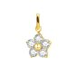 Pendentif fleur oxydes de zirconium blancs en acier inoxydable doré