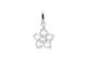 Pendentif fleur oxydes de zirconium blancs en acier inoxydable argenté