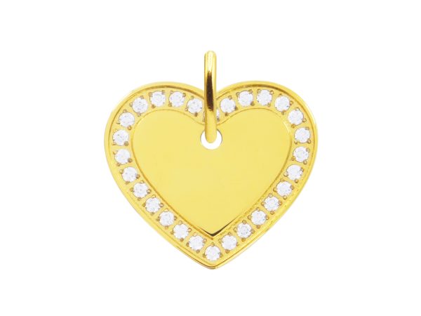 Pendentif coeur (20mm) à personnaliser oxydes de zirconium en acier inoxydable doré