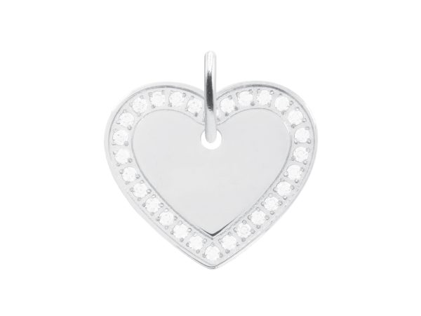 Pendentif coeur (20mm) à personnaliser oxydes de zirconium en acier inoxydable argenté