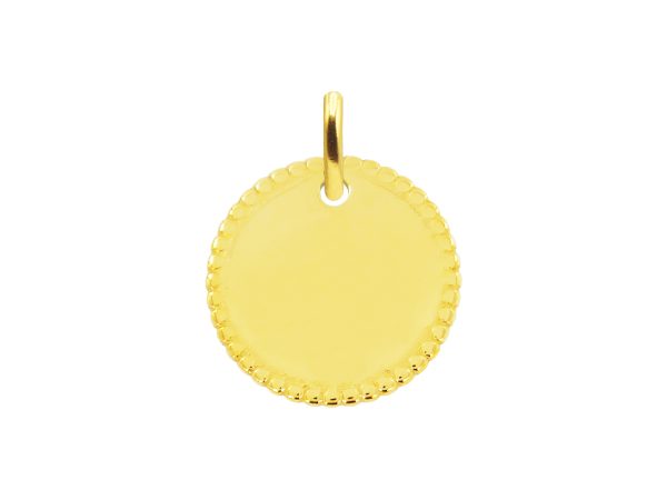 Pendentif médaillon perlé (16mm) à personnaliser en acier inoxydable doré