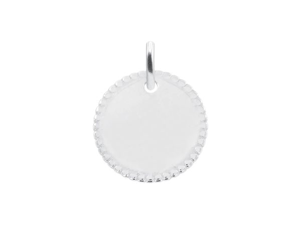 Pendentif médaillon perlé (16mm) à personnaliser en acier inoxydable argenté