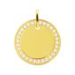 Pendentif médaille ronde (20mm) à personnaliser oxydes de zirconium en acier inoxydable doré