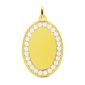 Pendentif ovale (23mm) à personnaliser oxydes de zirconium en acier inoxydable doré