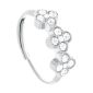 Bague ajustable trèfles oxydes de zirconium blancs en acier inoxydable argenté