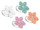 Bague ajustable fleur colorée en acier inoxydable argenté