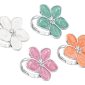 Bague ajustable fleur colorée en acier inoxydable argenté