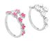 Bague ajustable fleurs de sakura colorées en acier inoxydable argenté