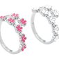 Bague ajustable fleurs de sakura colorées en acier inoxydable argenté