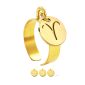 Bague ajustable signe astrologique en acier inoxydable doré | Taille ajustable : Du 52 au 56