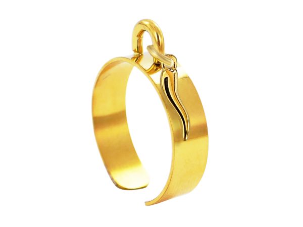 Bague ajustable corne d'abondance en acier inoxydable doré | Taille ajustable : Du 52 au 56
