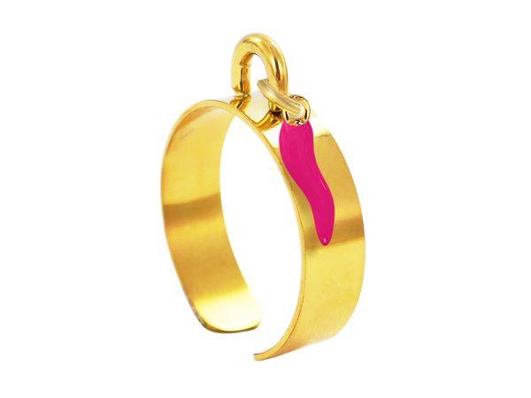 Bague ajustable corne d'abondance en acier inoxydable doré | Taille ajustable : Du 52 au 56