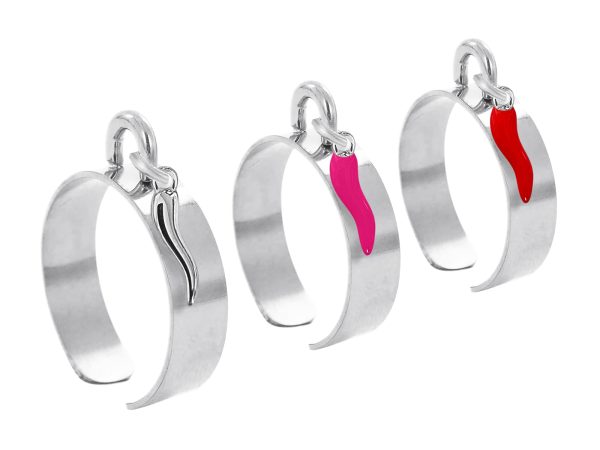 Bague ajustable corne d'abondance en acier inoxydable argenté | Taille ajustable : Du 52 au 56