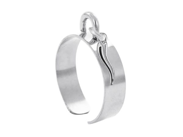 Bague ajustable corne d'abondance en acier inoxydable argenté | Taille ajustable : Du 52 au 56