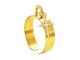 Bague ajustable croix oxydes de zirconium blancs en acier inoxydable doré | Taille ajustable : Du 52 au 56