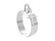 Bague ajustable croix oxydes de zirconium blancs en acier inoxydable argenté | Taille ajustable : Du 52 au 56