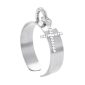 Bague ajustable croix oxydes de zirconium blancs en acier inoxydable argenté | Taille ajustable : Du 52 au 56