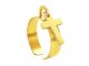 Bague ajustable croix à personnaliser en acier inoxydable doré | Taille ajustable : Du 52 au 56