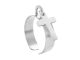 Bague ajustable croix à personnaliser en acier inoxydable argenté | Taille ajustable : Du 52 au 56