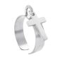Bague ajustable croix à personnaliser en acier inoxydable argenté | Taille ajustable : Du 52 au 56