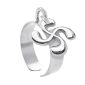 Bague ajustable croix basque en acier inoxydable argenté | Taille ajustable : Du 52 au 56