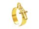 Bague ajustable croix égyptienne en acier inoxydable doré | Taille ajustable : Du 52 au 56