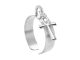 Bague ajustable croix égyptienne en acier inoxydable argenté | Taille ajustable : Du 52 au 56
