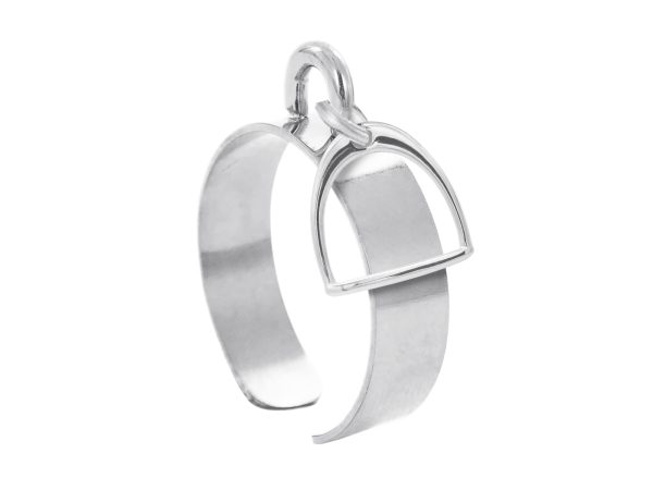 Bague ajustable étrier en acier inoxydable argenté | Taille ajustable : Du 52 au 56