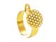 Bague ajustable fleur de vie en acier inoxydable doré | Taille ajustable : Du 52 au 56