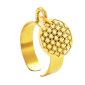 Bague ajustable fleur de vie en acier inoxydable doré | Taille ajustable : Du 52 au 56