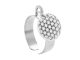 Bague ajustable fleur de vie en acier inoxydable argenté | Taille ajustable : Du 52 au 56