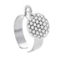 Bague ajustable fleur de vie en acier inoxydable argenté | Taille ajustable : Du 52 au 56