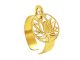 Bague ajustable fleur de lotus en acier inoxydable doré | Taille ajustable : Du 52 au 56