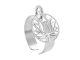 Bague ajustable fleur de lotus en acier inoxydable argenté | Taille ajustable : Du 52 au 56