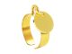 Bague ajustable médaille ronde (12mm) à personnaliser en acier inoxydable doré | Taille ajustable : Du 52 au 56