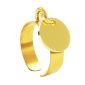 Bague ajustable médaille ronde (12mm) à personnaliser en acier inoxydable doré | Taille ajustable : Du 52 au 56
