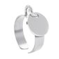 Bague ajustable médaille ronde (12mm) à personnaliser en acier inoxydable argenté | Taille ajustable : Du 52 au 56