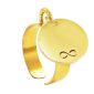Bague ajustable médaille ronde infini ajouré à personnaliser en acier inoxydable doré | Taille ajustable : Du 52 au 56