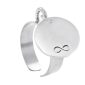 Bague ajustable médaille ronde infini ajouré à personnaliser en acier inoxydable argenté | Taille ajustable : Du 52 au 56