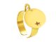 Bague ajustable médaille ronde étoile ajourée à personnaliser en acier inoxydable doré | Taille ajustable : Du 52 au 56