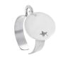 Bague ajustable médaille ronde étoile ajourée à personnaliser en acier inoxydable argenté | Taille ajustable : Du 52 au 56