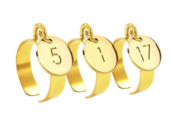 RINGAJNUM12-GOLD2.jpg Bague ajustable numéro découpé en acier inoxydable doré | Taille ajustable : Du 52 au 56