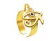 Bague ajustable œil d'Horus oxyde de zirconium bleu en acier inoxydable doré | Taille ajustable : Du 52 au 56