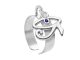 Bague ajustable œil d'Horus oxyde de zirconium bleu en acier inoxydable argenté | Taille ajustable : Du 52 au 56