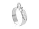 Bague ajustable plume en acier inoxydable argenté | Taille ajustable : Du 52 au 56