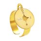 Bague ajustable rose des vents en acier inoxydable doré | Taille ajustable : Du 52 au 56