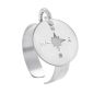 Bague ajustable rose des vents en acier inoxydable argenté | Taille ajustable : Du 52 au 56