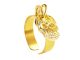 Bague ajustable tête de mort en acier inoxydable doré | Taille ajustable : Du 52 au 56