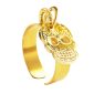 Bague ajustable tête de mort en acier inoxydable doré | Taille ajustable : Du 52 au 56