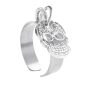 Bague ajustable tête de mort en acier inoxydable argenté | Taille ajustable : Du 52 au 56